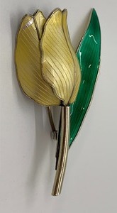 lot 68 image: Theodor Olsen Sterling Silver Enameled Yellow Tulip Brooch
