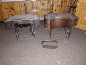 2 Vintage Sewing Machines in Cabinets