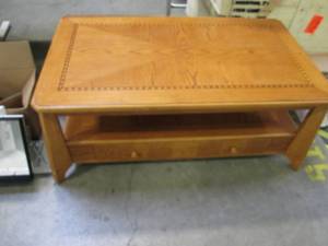 lot 52 image: Coffee Table On Wheels With 2 Drawe...