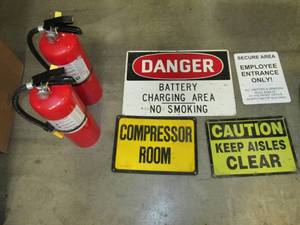 lot 97 image: (2) Fire Extinguishers, & Safety Si...