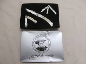 lot 96 image: Oliver Winchester 200 th commeriative 3 piece knife set