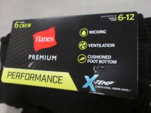 6 pr Hanes Mens Crew Sock Size 6-1...