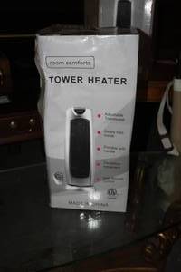 lot 124 image: Room Comforts Tower Heater with Remote Control (new in box)