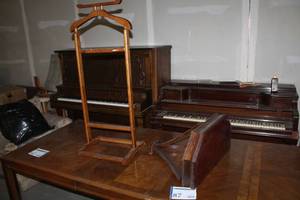 lot 87 image: Lot of (2) Wood Household Clothes Rack, Wood Decorative Wall Shelf