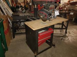 lot 9 image: Craftsman Radial Saw 10 113.19770 with Rolling Work Stand 4-Drawer