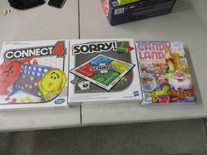 lot 10 image: Candy Land, Connect 4, and Sorry...
