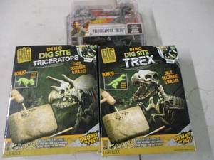lot 60 image: 2 dinosaur dig kits and a toy dinos...