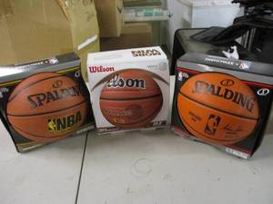 lot 92 image: 3 mens basketballs...
