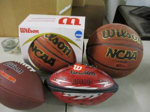 lot 99 image: 2 basketballs and 2 footballs...