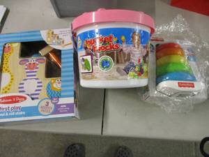 lot 163 image: Block Bucket, Fisher Price Rock a S...