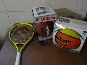 lot 243 image: Head Tennis Racket, Wilson Football...