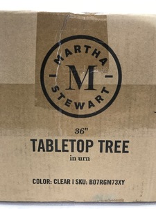 MARTHA STEWART Tabletop Pre-Lit Artificial Christmas Tree in Decorative Urn, 36 Inch, Clear Lights