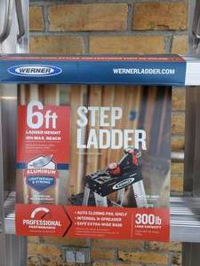 lot 3 image: Werner Aluminum 6ft. Step Ladder (Brand New)