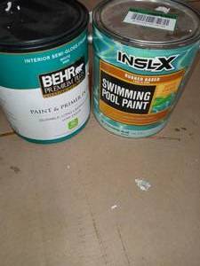 RP 1 gal. Satin Rubber Base Royal Blue Swimming Pool Paint and Beht premium plus paint and primer white 3052 - set not used
