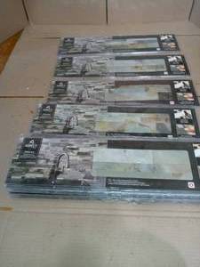 23.6 in. x 5.9 in. Medley Slate Peel and Stick Stone Decorative Tile Backsplash by Aspect - set of 18 not used