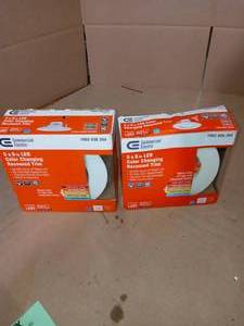 56 in. Matte White Integrated LED Recessed Trim 5-Ways by Commercial Electric- set of 2 - open box not used