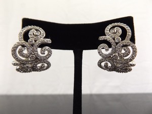 .925 Sterling Silver Formal Crystal Clasp Post Earrings