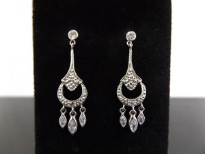 .925 Sterling Silver Formal Crystal Dangle Post Earrings