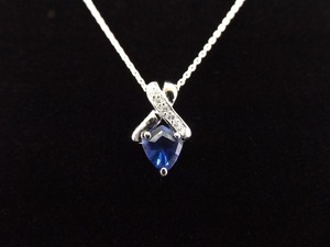 .925 Sterling Silver Sapphire Crystal Pendant Necklace