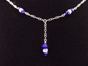 .925 Sterling Silver Sapphire Crystal Necklace