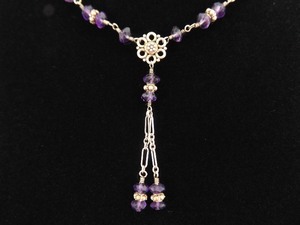 .925 Sterling Silver Amethyst Crystal Necklace