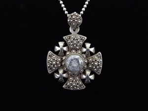 .925 Sterling Silver Large Jerusalem Cross Pendant Necklace