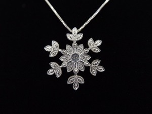 .925 Sterling Silver Diamond Accented Snowflake Pendant Necklace