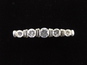 .925 Sterling Silver Crystal Bar Brooch