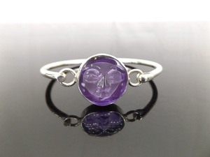 .925 Sterling Silver Purple Sun Face Eye Hook Bangle Bracelet