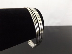 .925 Sterling Silver Multi Ring Bangle Bracelet