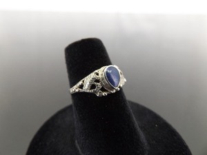 .925 Sterling Silver Inlayed Lapis Lazuli Ring Size 5