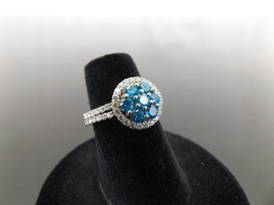 .925 Sterling Silver Blue Crystal Ring Size 5