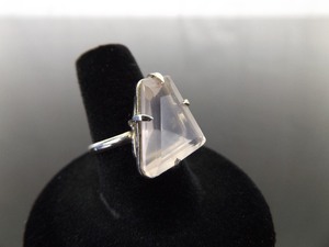 .925 Sterling Silver Rough Facet Pink Quartz Ring Size 7
