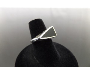 .925 Sterling Silver Inlayed Black Onyx Ring Size 8