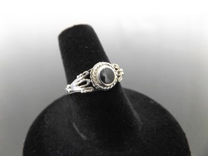 .925 Sterling Silver Inlayed Onyx Ring Size 7