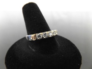 .925 Sterling Silver 12k Gold Accented Crystal Ring Size 10