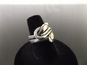 .925 Sterling Silver Copperhead Snake Ring Size 7
