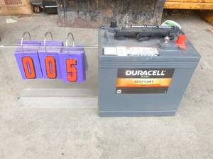 Duracell 6 volt golf cart battery. 1019 date code. Tests good. Approx $140.00 new. As shown.
