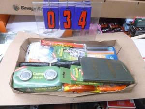 Flat of survival items. As shown.