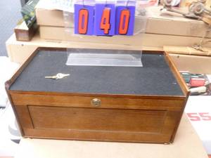 Wooden mid chest with drawers. Like new. As shown.