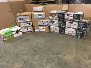 Pallet with Hampton Bay Lightning various models and conditions open boxes see pictures