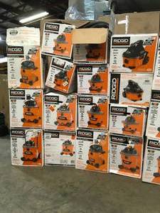 Pallet with assorted Ridgid Shop Vacs open boxes customer returns see pictures