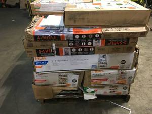 Pallet with assorted shelving units various models and conditions see pictures