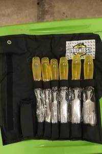 lot 11 image: ToughTest 7-Piece Chisel Set With Nylon Wrap - New