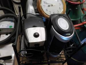 Metal Holder, Coffee Pot, Clock and...