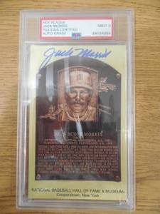 lot 39 image: 2018 HOF Plaque Jack Morris Autograph PSADNA Authenticated LK