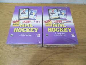 lot 73 image: (2) 1991 Score Hockey Sealed Wax Boxes With (36) Packs Each