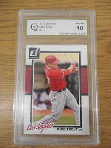 lot 92 image: Gem Mint 10 2014 Donruss Mike Trout #112 LK