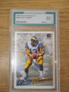 lot 95 image: 9.5 Mint 1999 Pacific Paramount Kurt Warner Rookie Card LK