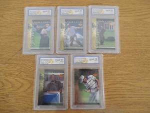 lot 99 image: (5) WCG Gem Mint 10 2001 Upper Deck Tiger Woods Rookies - Tigers Tale